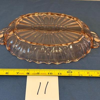 Pink Oyster and Pearl Depression Glass Relish Plate