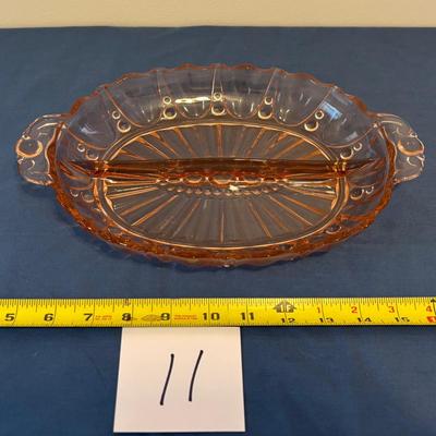 Pink Oyster and Pearl Depression Glass Relish Plate