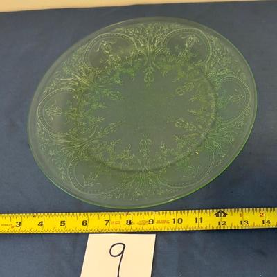 Vintage Horseshoe Green Depression Glass Plate