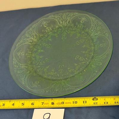 Vintage Horseshoe Green Depression Glass Plate