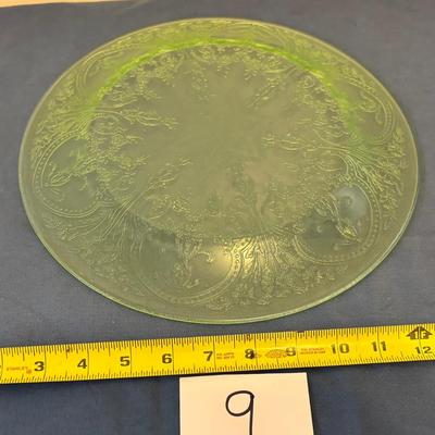 Vintage Horseshoe Green Depression Glass Plate