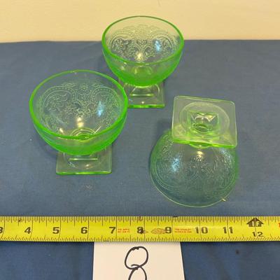 Indiana Green Depression Horseshoe Pattern Sherbet Dishes