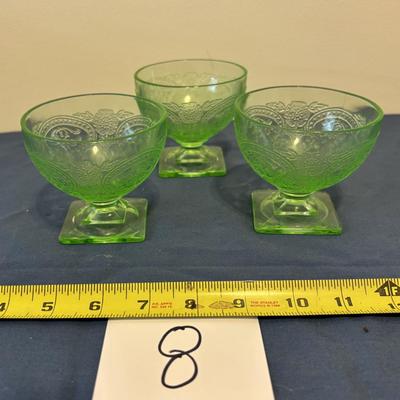 Indiana Green Depression Horseshoe Pattern Sherbet Dishes