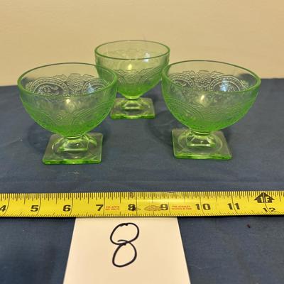 Indiana Green Depression Horseshoe Pattern Sherbet Dishes