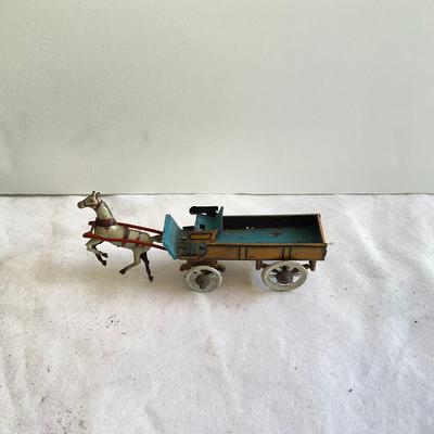 D1200 Antique Tin Litho Horse Cart Toy