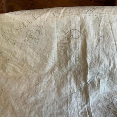 G1210 Lot Of Antique Victorian Unfinished Needlework With Wooden Basket