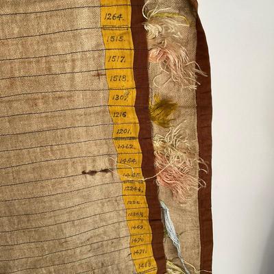 G1210 Lot Of Antique Victorian Unfinished Needlework With Wooden Basket