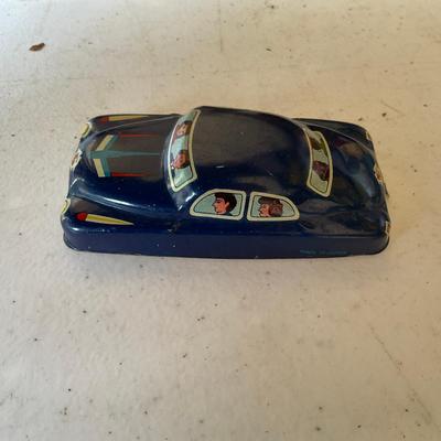 D1212 Vintage Blue Plastic Gerber Motorcycle Whistle And Tin Litho Toy Car