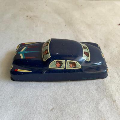 D1212 Vintage Blue Plastic Gerber Motorcycle Whistle And Tin Litho Toy Car