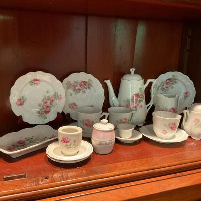 L1216 Four Shelves of Vintage Children's China Dishes