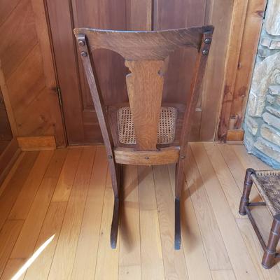 Small Wooden/Cane Rocker W/Horse Hair Stool (DR-KD)