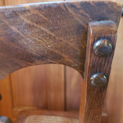 Small Wooden/Cane Rocker W/Horse Hair Stool (DR-KD)