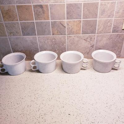 Signed Pie Pottery and Four Bennington Vermont Mugs (DR-KD)