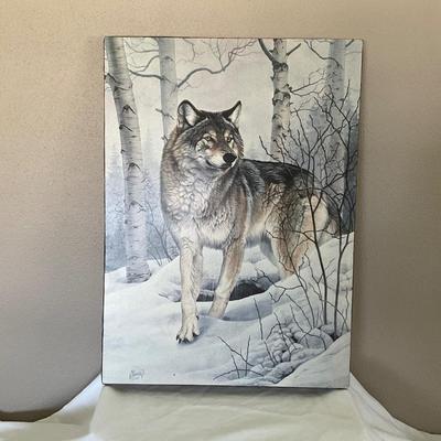 Al Agnes Wolf Painting on Canvas 22x16”