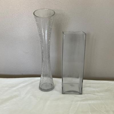 Glass Crackle Vase with Square Glass Vase