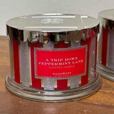 Set of 4 Homeworx By Harry Slatkin 18oz. A Trip Down Peppermint Lane 4 Wick Scent Candles