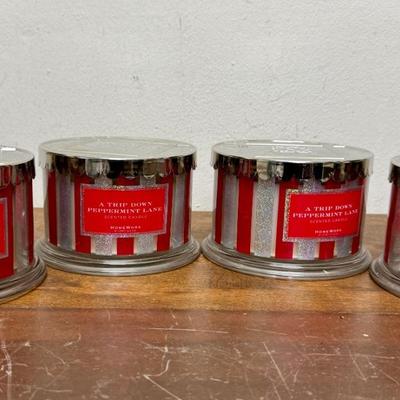 Set of 4 Homeworx By Harry Slatkin 18oz. A Trip Down Peppermint Lane 4 Wick Scent Candles
