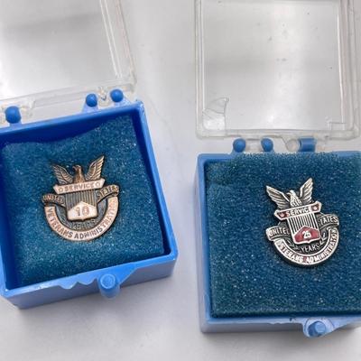Three Veteran’s Admin Service Pins, 10K Fraternity Pin & More (ST-SS)