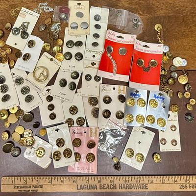 Vintage Sewing Lot - Metal and Faux Metal Buttons