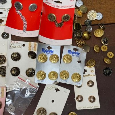 Vintage Sewing Lot - Metal and Faux Metal Buttons