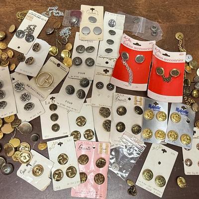 Vintage Sewing Lot - Metal and Faux Metal Buttons
