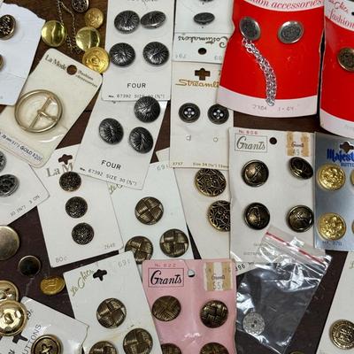 Vintage Sewing Lot - Metal and Faux Metal Buttons