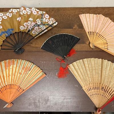 Vintage Folding Hand Fan Lot