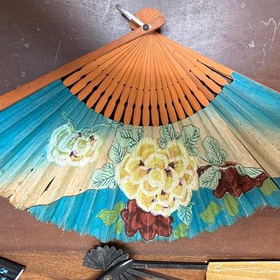 Vintage Folding Hand Fan Lot