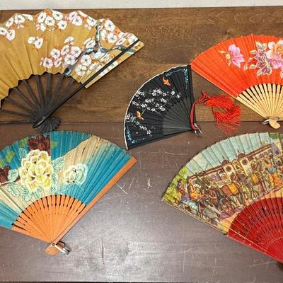 Vintage Folding Hand Fan Lot