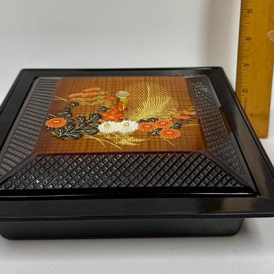 Vintage Otagiri Plastic Storage Box Lid 4 Section Insert Florals Serving Japan
