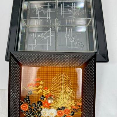 Vintage Otagiri Plastic Storage Box Lid 4 Section Insert Florals Serving Japan