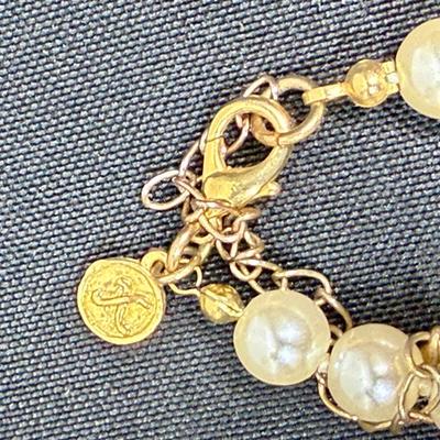 Red Hat Society Pendant on Faux Pearl Necklace