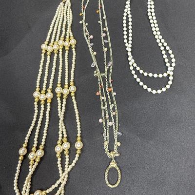 lot of 3 long beaded necklaces