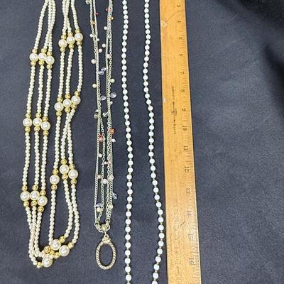 lot of 3 long beaded necklaces