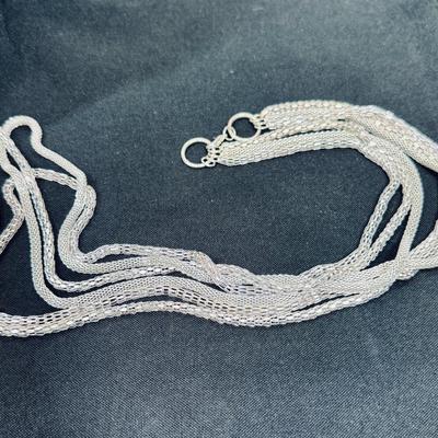 Triple Strand silver tone necklace