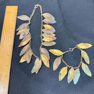 Copper Leaf Bracelet & Necklace set