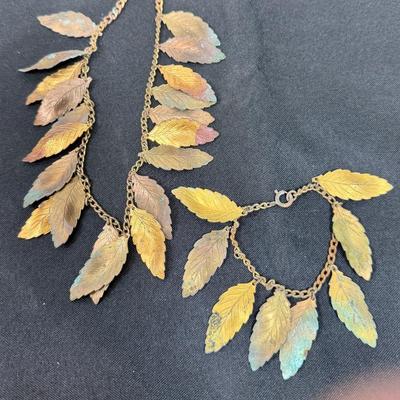 Copper Leaf Bracelet & Necklace set