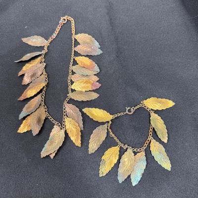 Copper Leaf Bracelet & Necklace set