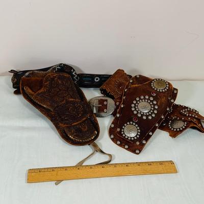 LOT 32: Set of Two (2) Leather Toy Gun Holsters