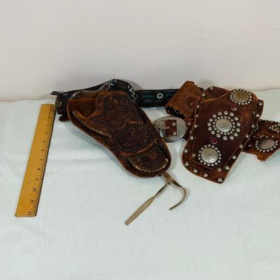 LOT 32: Set of Two (2) Leather Toy Gun Holsters
