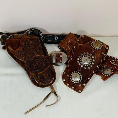 LOT 32: Set of Two (2) Leather Toy Gun Holsters