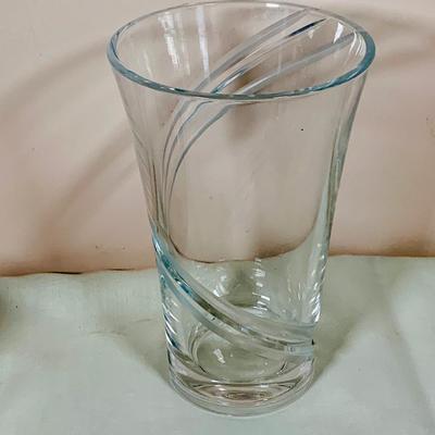 LOT 33: Set of Two (2) Beautiful Art Glass Perfume Bottles and a Cut Glass Vase