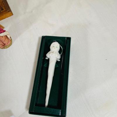 LOT 35: Assortment of Christmas Decorations Including a Nativity Set, Lenox Angel, Ornaments and More