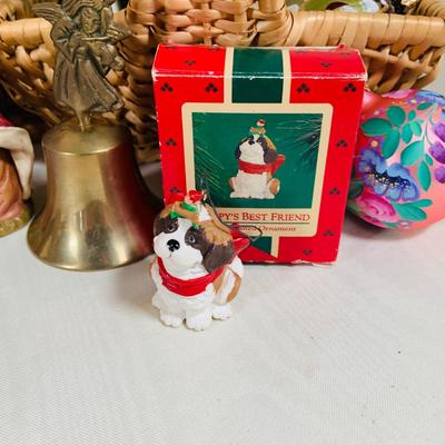 LOT 35: Assortment of Christmas Decorations Including a Nativity Set, Lenox Angel, Ornaments and More