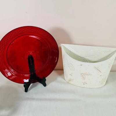 LOT 37: Assortment of Christmas Decor Including Unused Candles, Mug, Vintage Boot and More