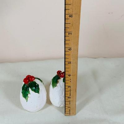 LOT 38: Spode Christmas Tree Serving Plate (Plastic) Ceramic Mug and Cookie Jar, Lefton Salt and Pepper Shakers, and More