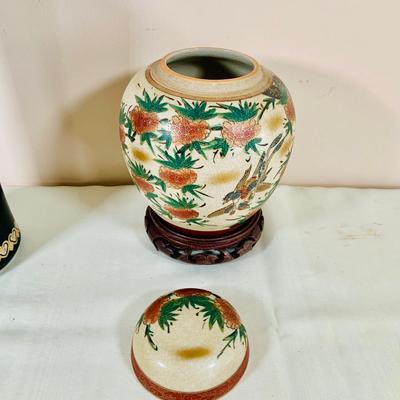 LOT 39: Asian Inspired Decor Including Ginger Jars by Toyo and Satsuma Japan, a “Chokin” Metal-Engraved Vase from Japan and More
