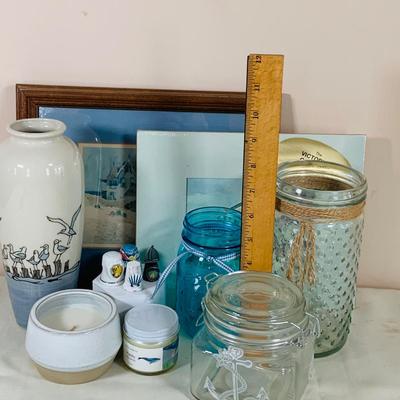 LOT 40: By the Sea - Beach Inspired Collection of Wall Art, Vases Candles, Thimbles and More