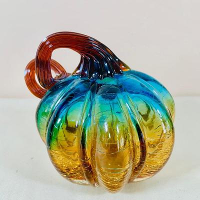 LOT 41: Collection of Halloween Decorations Including Paper Decor by Beistle, Eureka and Hallmark and Crackle Glass Pumpkin