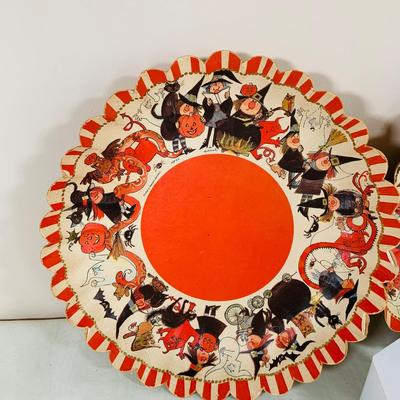 LOT 41: Collection of Halloween Decorations Including Paper Decor by Beistle, Eureka and Hallmark and Crackle Glass Pumpkin